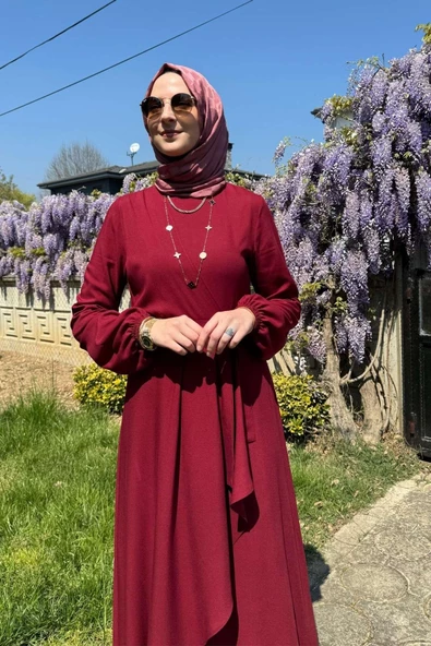 Dilek Bordo Elbise - 6