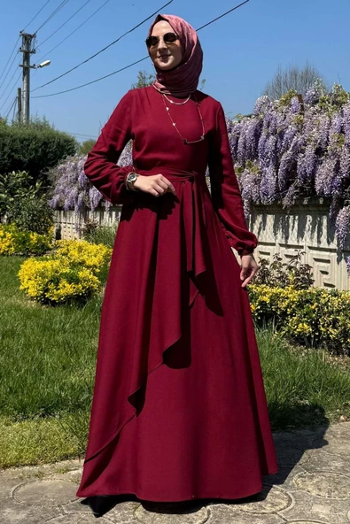 Dilek Bordo Elbise - 5
