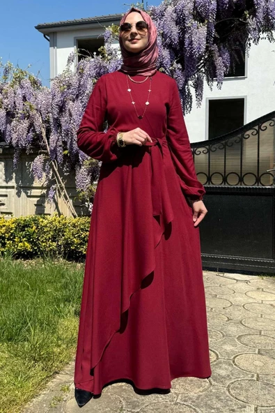 Dilek Bordo Elbise - 3