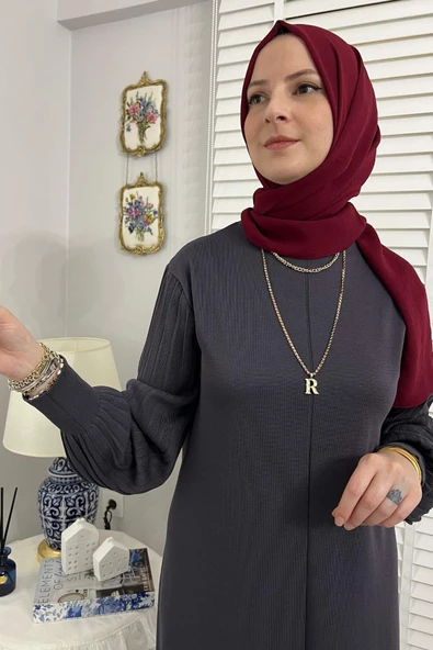 Ecem Antrasit Triko Elbise - 7