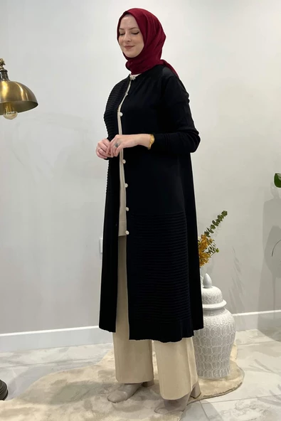 Manolya Siyah Triko Hırka - 5