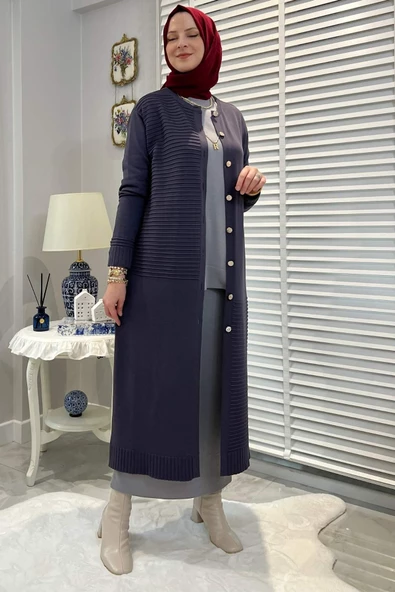 Manolya Antrasit Triko Hırka - 3