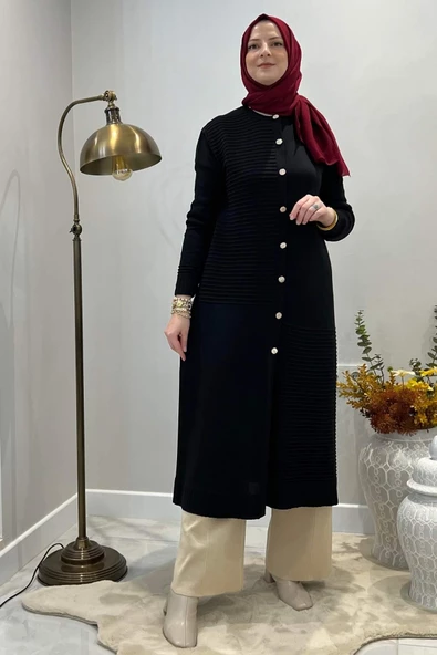 Manolya Siyah Triko Hırka - 8