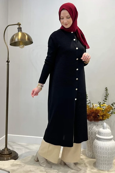 Manolya Siyah Triko Hırka - 2