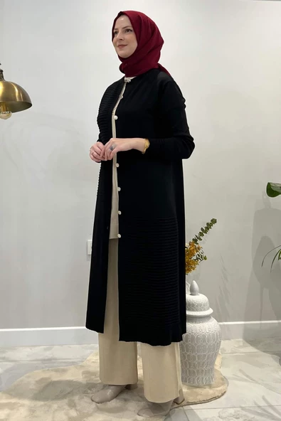 Manolya Siyah Triko Hırka - 4