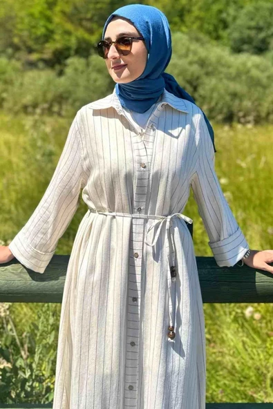 İndigo Çizgili Natural Kap - 9