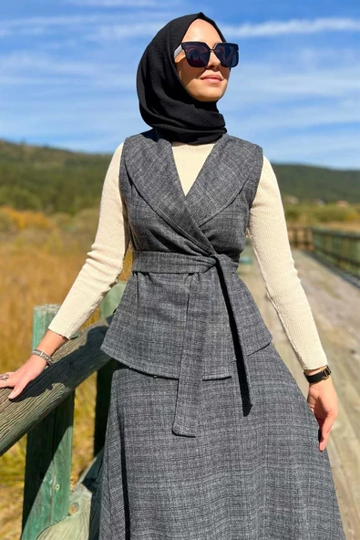 Azize Etek Yelek Takım Antrasit - 4