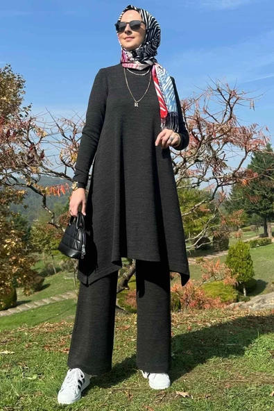 Işıl Pantolonlu Triko Takım Antrasit - 5