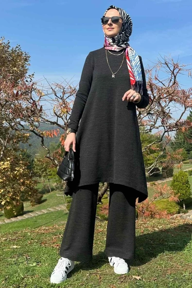 Işıl Pantolonlu Triko Takım Antrasit - 8