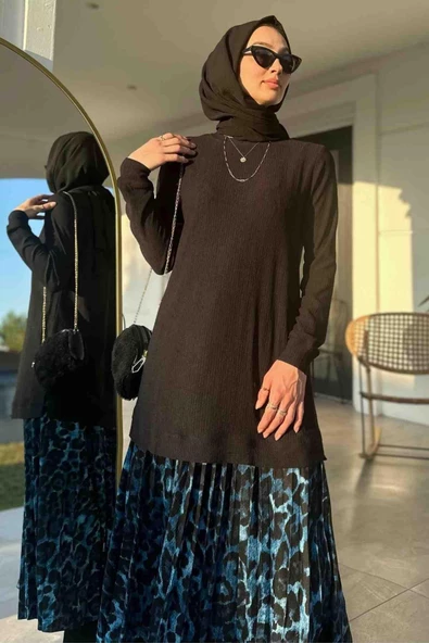 Mavi Leopar Plise Takım - 4