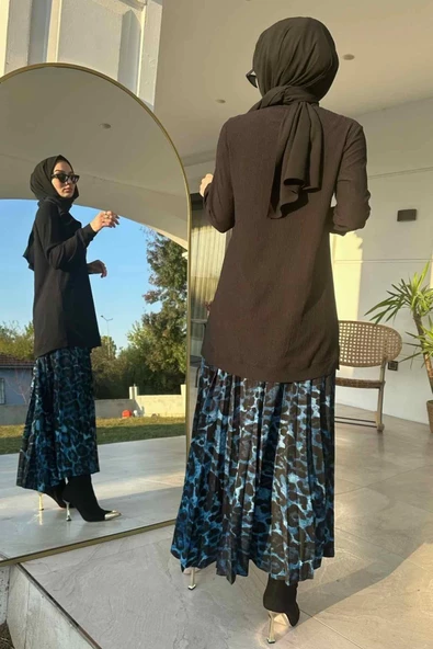 Mavi Leopar Plise Takım - 5