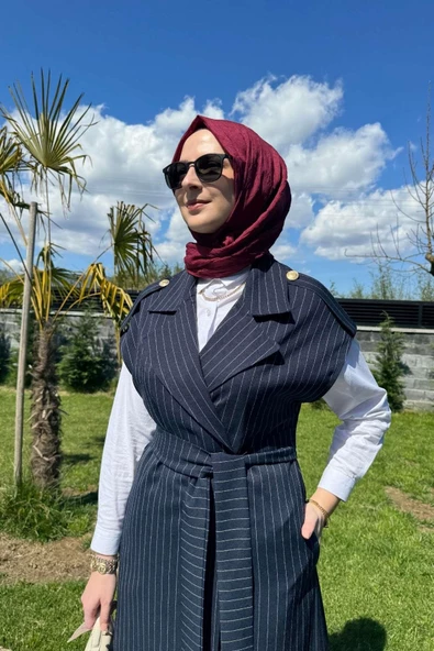 Apoletli Çizgili Takım Lacivert - 2