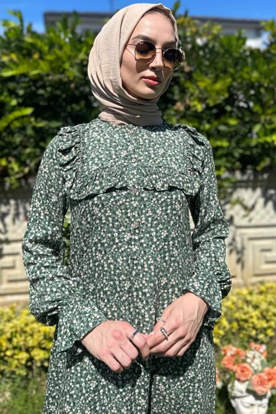 Dilruba Yeşil Çiçekli Tunik - 3
