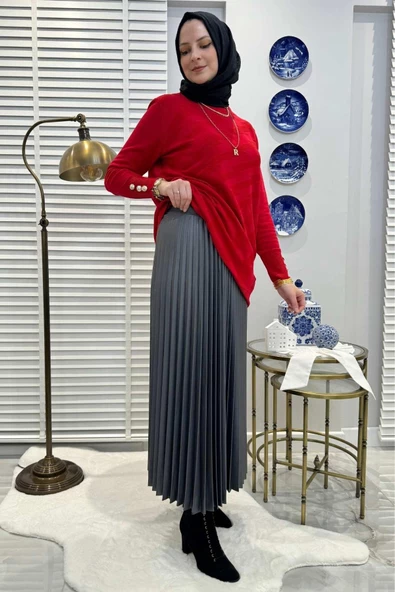 Bilge Kırmızı Triko Tunik - 3
