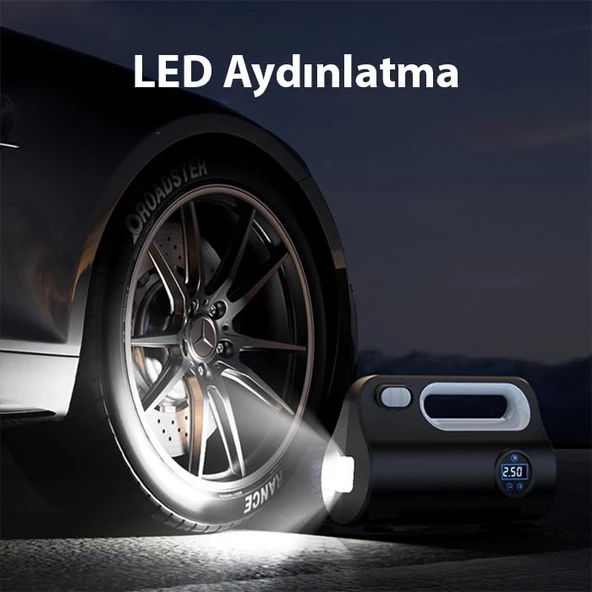 Polham 120W Süper Güçlü Taşınabilir Lastik Pompası,3mt Kablolu Basınç Göstergeli, Işıklı Hava Kompresörü - 5