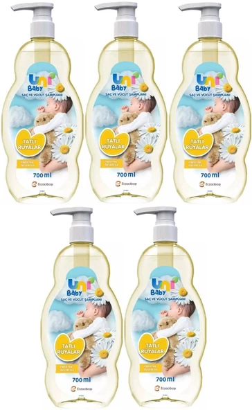 Uni Baby Bebek Şampuanı 700ML Tatlı Rüyalar (Pompalı) (5 Li Set)