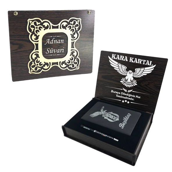 Beşiktaş Orijinal Lisanslı Kalem Termo Deri Defter Vip Set Ahşap Kutulu - 8