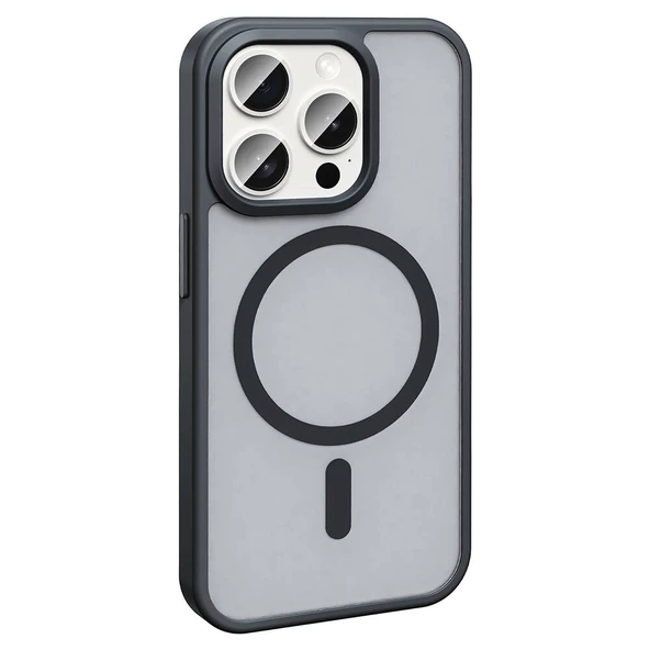 Vendas iPhone 15 Pro Max Kılıf Magsafe Şarj Özellikli Mat Arka Yüzey Zore Sio Kapak - 2