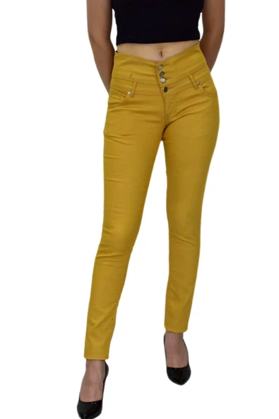 Kadın Yüksek Bel Kanvas Pantolon BGL-ST01575 - Resim 10