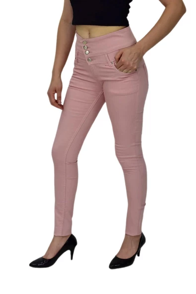 Kadın Yüksek Bel Kanvas Pantolon BGL-ST01575 - Resim 3