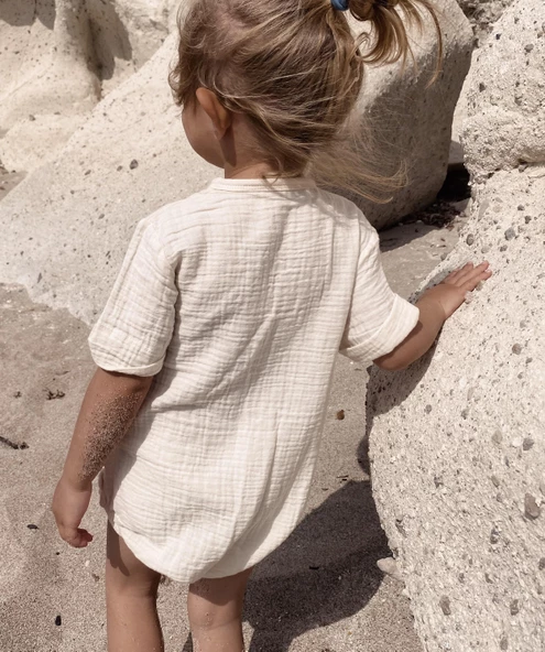 Naturaborn GOTS Organik Sertifikalı Müslin Kimono Yaka Bebek Body - 7
