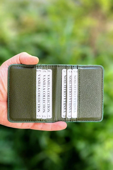 Minimal ve Ergonomik Haki Cüzdan – 6 Kartlık – Kağıt Para Bölmeli – Kartlık ve Cüzdan Modeli - 2