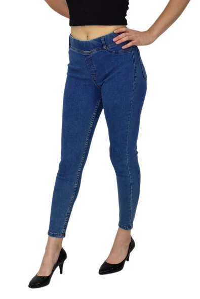 Kadın Lastik Kemerli Kot Pantolon PB207 BGL-ST02899 - Resim 3