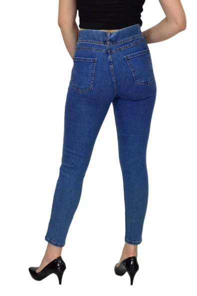 Kadın Lastik Kemerli Kot Pantolon PB207 BGL-ST02899 - Resim 4