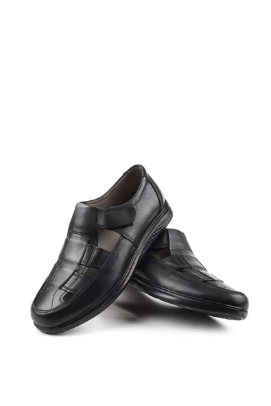 Walkenzo 3899 Ortopedik Hakiki Deri Erkek Sandalet Ayakkabı - 4