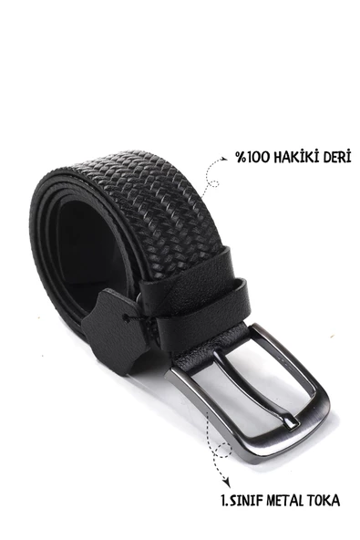 Papuç Sepeti Smt-3988 Erkek Hakiki Deri Klasik Kot Kemeri - 4