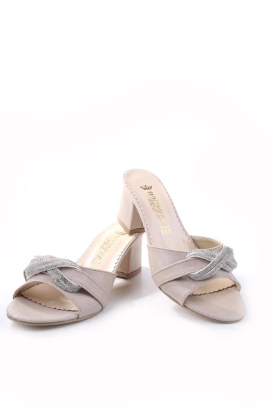 Walkenzo 3925 Kare Topuk Taş Detaylı  Bayan Terlik - Resim 8