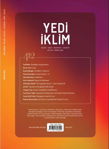 Yedi İklim Dergi 412.Sayı Temmuz 2024