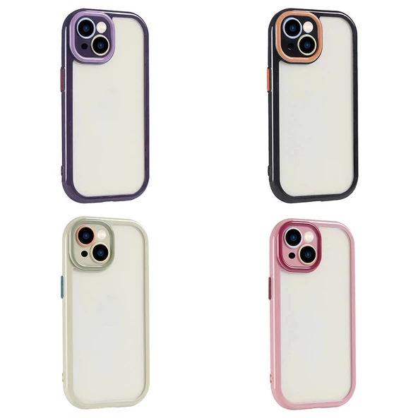 iPhone 15 Uyumlu Kılıf Kamera Korumalı Renkli Kenar ve Çerçeve Tasarımlı Vitamin Kapak - Resim 3