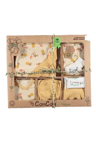 %100 Organik Pamuk Bebek Takımı Hastane Çıkışı Yenidoğan Set 10 Parça - 2