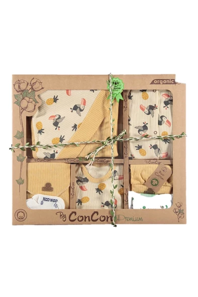 %100 Organik Pamuk Bebek Takımı Hastane Çıkışı Yenidoğan Set 10 Parça - 2