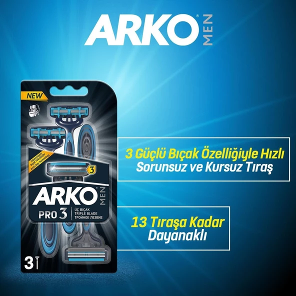 Arko Men Pro3 Tıraş Bıçağı T3 3'lü (2 Adet) - 3
