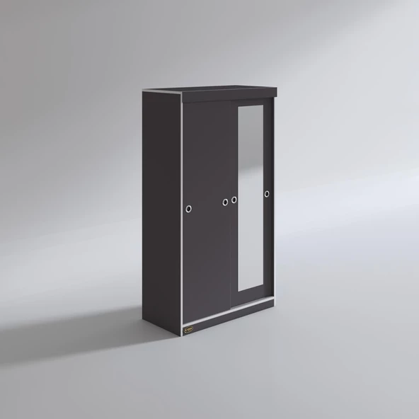 Kenzlife gardırop sürgülü kapaklı kapılı 100 papatya gri aynalı gardolap dolap - Resim 2