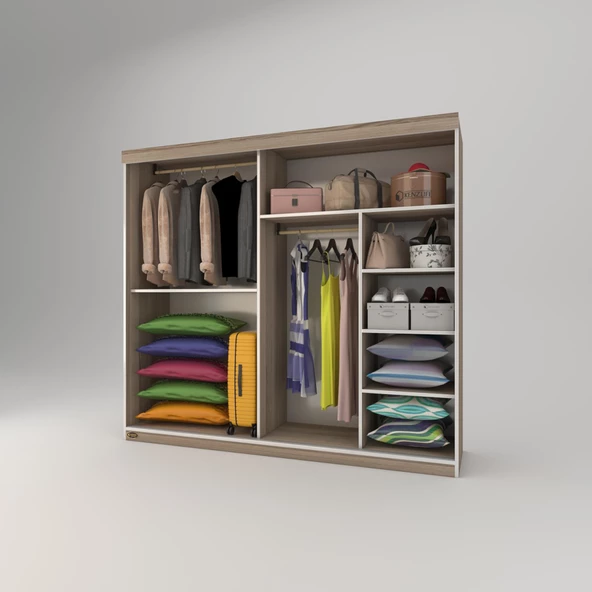 Kenzlife gardırop sürgülü kapaklı kapılı 200 papatya crd gardolap dolap - Resim 3