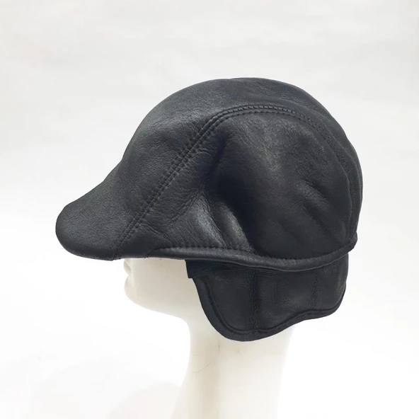 Ördek Model Deri Kürk Kasket - 8