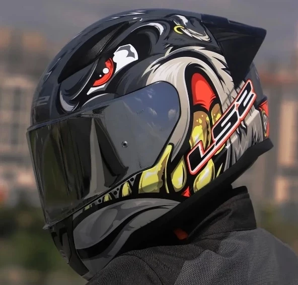 LS2 RRAPID 2 RACE SPOX GRİ-KIRMIZI KASK(SİYAH+ŞEFFAF CAM+SPOILER)
