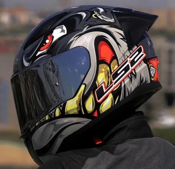 LS2 RRAPID 2 RACE SPOX GRİ-KIRMIZI KASK(SİYAH+ŞEFFAF CAM+SPOILER) - 3