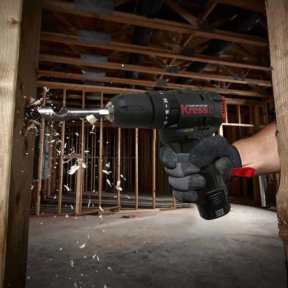Kress Kug02 12Volt/2.0Ah. Li-İon Çift Akülü Kömürsüz Profesyonel Darbeli Matkap+Darbeli Tornavida Kombo Set - 10