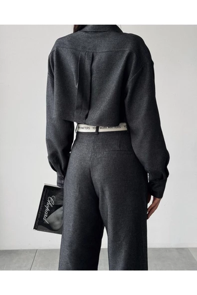 Şerit Detaylı Cepli Gömlek 24k11659 - Resim 2