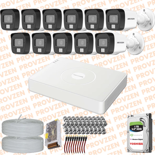 PROVZEN Hikvision 11 Kameralı ColorVu Hibrit Güvenlik Kamerası