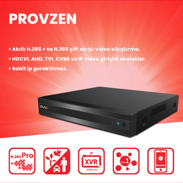 PROVZEN RİVO 10 Kameralı Güvenlik Kamerası Geniş Açı Gece Görüşü - 5