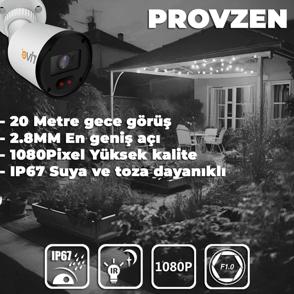 PROVZEN RİVO 10 Kameralı Güvenlik Kamerası Geniş Açı Gece Görüşü - 3