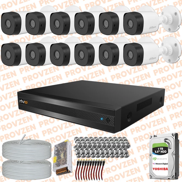 Provzen Rv Dahua 12 Kamera Fullhd Güvenlik Kamerası Set 1tb Hdd