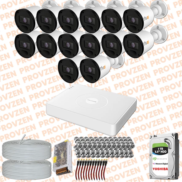 Provzen RV Hikvision 14 Kamera Güvenlik Kamerası 20mt Gece Görüş