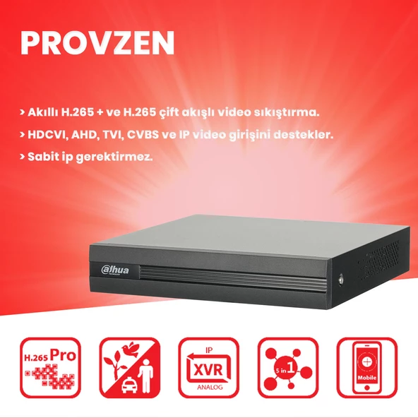 PROVZEN Dahua 7 Kameralı Güvenlik Kamerası 40 Metre Gece Görüşlü - 5