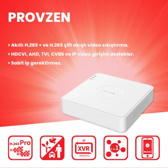 Provzen Hikvision 4 Kamera FullHD Güvenlik Kamerası Set 500GB HDD - 9